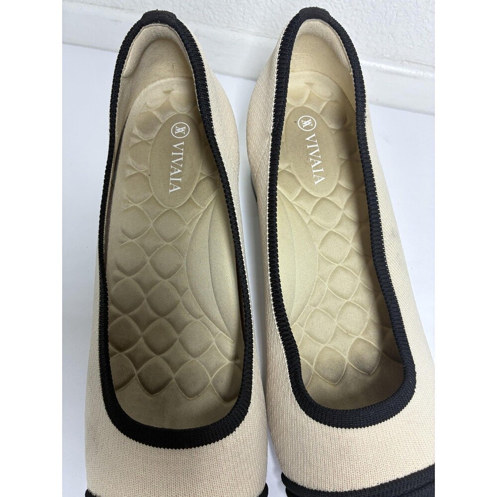 VIVAIA Julie Heels Shoes Almond Toe Stress Free Size 9.5 Beige Black Arch Pro - Picture 16 of 16